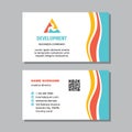 Business card template with logo - concept design. Triangle pyramid success visit card branding. Cooperation communication symbol. Royalty Free Stock Photo