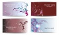Business card template in pink shades with floral ornament. Text frame. Abstract geometric banner