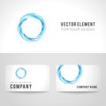 Business card template set, abstract blue circle Royalty Free Stock Photo