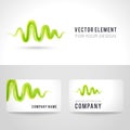 Business card template set, abstract green wave Royalty Free Stock Photo