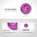 Business card template set, abstract purple circle