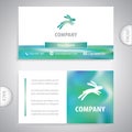 Symbol of a running rabbit. Concept for the sale of farm animals. Pet shop. Business card template.