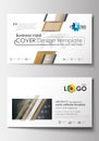 Business card templates. Cover design template, easy editable blank, abstract flat layout. Golden technology background Royalty Free Stock Photo