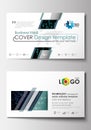 Business card templates. Cover design template, easy editable blank, flat layout. Virtual reality, color code streams