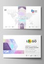 Business card templates. Easy editable layout, abstract vector design template. Hologram, background in pastel colors