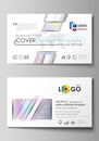 Business card templates. Easy editable layout, abstract vector design template. Hologram, background in pastel colors