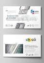 Business card templates. Easy editable layout, abstract vector design template. Pattern made from squares, gray Royalty Free Stock Photo