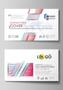 Business card templates. Easy editable layout, abstract vector template. Sweet pink and blue decoration, pretty romantic