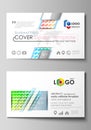 Business card templates. Easy editable layout, vector design template. Colorful rectangles, moving dynamic shapes