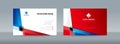 Business card templates with Modern simple blue and red square and triangle shapes on blue red background Royalty Free Stock Photo