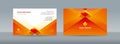 Business card templates with Modern simple orange and red square and triangle shapes on blue white background Royalty Free Stock Photo