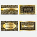 Business card templates. Stationery design vector set. Gold and black Royalty Free Stock Photo