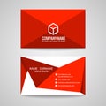 Business card vector graphic design , red triangle fold and box logo