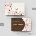 Business card vector template with floral abstract background Royalty Free Stock Photo