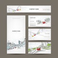 Business cards collection, cars on city road for