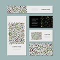 Business cards collection, floral design Royalty Free Stock Photo