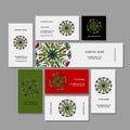 Business cards collection, floral mandala design Royalty Free Stock Photo