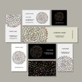 Business cards collection, floral mandala design Royalty Free Stock Photo