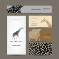 Business cards collection, giraffe pattern Royalty Free Stock Photo