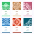 Business cards collection. Ornament for your design with lace mandala. Vector background. Indian, Arabic, Islam motifs. Royalty Free Stock Photo