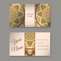 Business cards collection. Ornament for your design with lace mandala. Vector background. Indian, Arabic, Islam motifs. Royalty Free Stock Photo