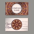 Business cards collection. Ornament for your design with lace mandala. Vector background. Indian, Arabic, Islam motifs. Royalty Free Stock Photo