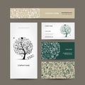 Business cards collection with school sketch for