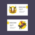 Business cards concept for cowboy or rodeo man. Flat objects.