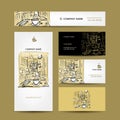 Business cards design, coffee house sketch Royalty Free Stock Photo