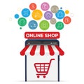 Mobile application for shopping, Online supermaket Royalty Free Stock Photo