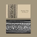Business cards design, ethnic handmade ornament Royalty Free Stock Photo