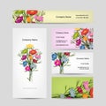 Business cards design, floral bouquet Royalty Free Stock Photo