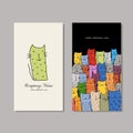 Business cards design, funny cats family