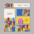 Business cards design, funny cats family