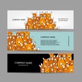 Business cards design, funny fox family