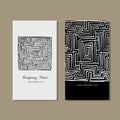 Business cards design, labyrinth square