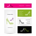 Business cards design, ornate female shoes