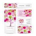 Business cards design, pink floral style Royalty Free Stock Photo