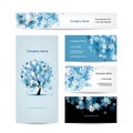 Business cards design, winter tree