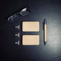 Business cards, glasses, pen Royalty Free Stock Photo