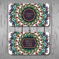 Business cards, round pattern with multicolored poligons, Royalty Free Stock Photo