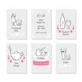 Business cards set with hand drawn stylized drinks
