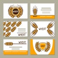 Business cards with wheat. Design for agricultural