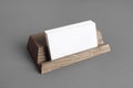 Business cards, wooden holder Royalty Free Stock Photo