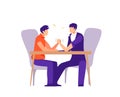 Business and career competition illustration. Conflict and confrontation on work colleagues.