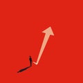 Business or career growth vector concept with upward arrow from flashlight. Motivation, ambition and success symbol.