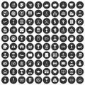 100 business career icons set black circle