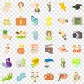 Business career icons set, cartoon style Royalty Free Stock Photo