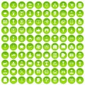 100 business career icons set green circle Royalty Free Stock Photo