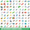 100 business career icons set, isometric 3d style Royalty Free Stock Photo